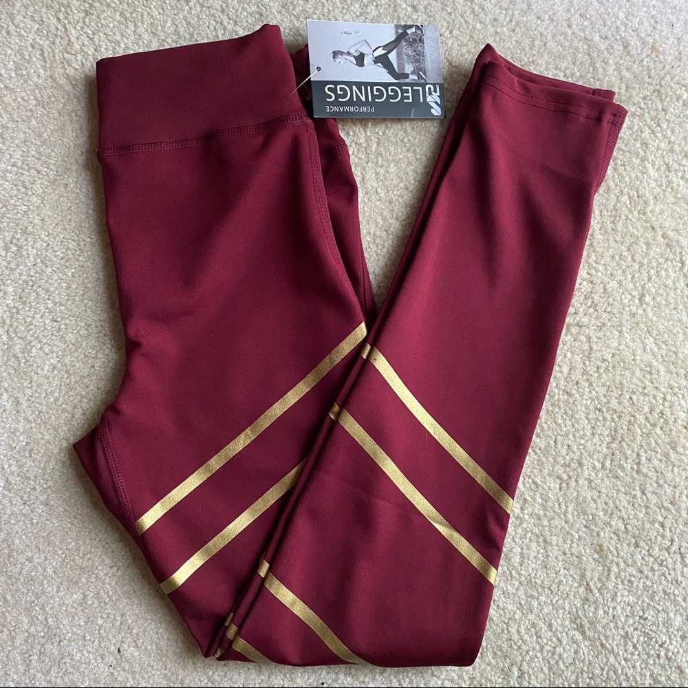 Burgundy and Gold NWT womens athletic leggings